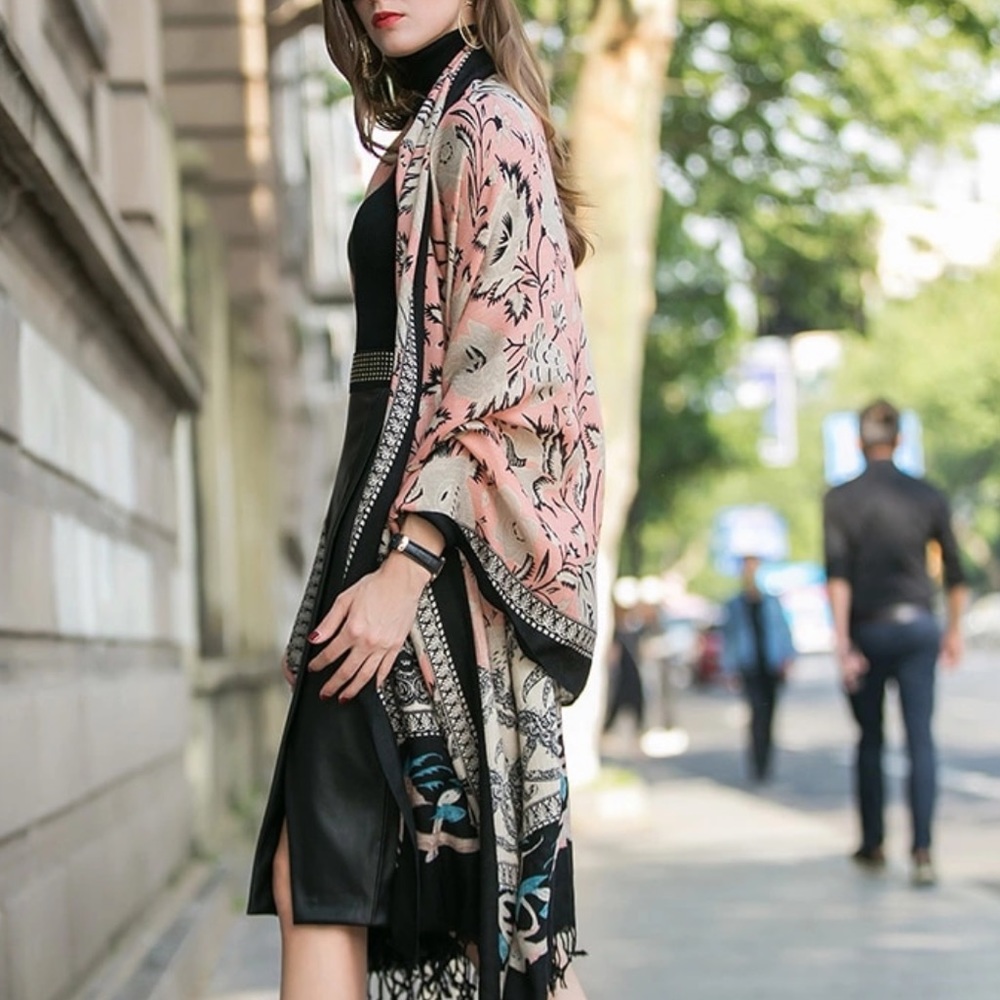 New XL Super Soft Wool Floral Scarf Wrap